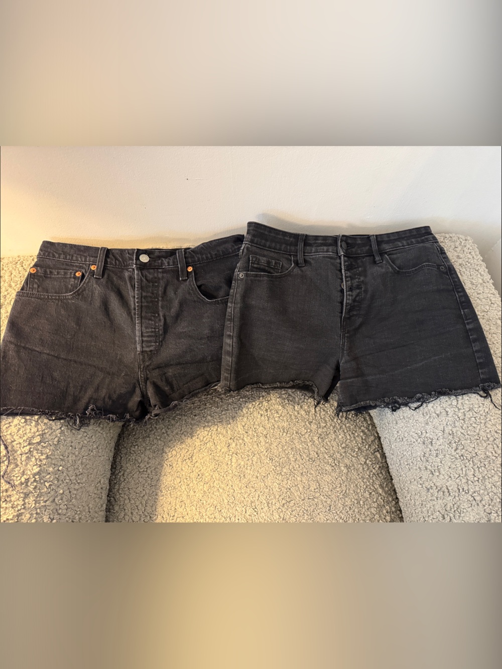 2 pair bundle of Black High-Rise Denim Cutoff Levis shorts